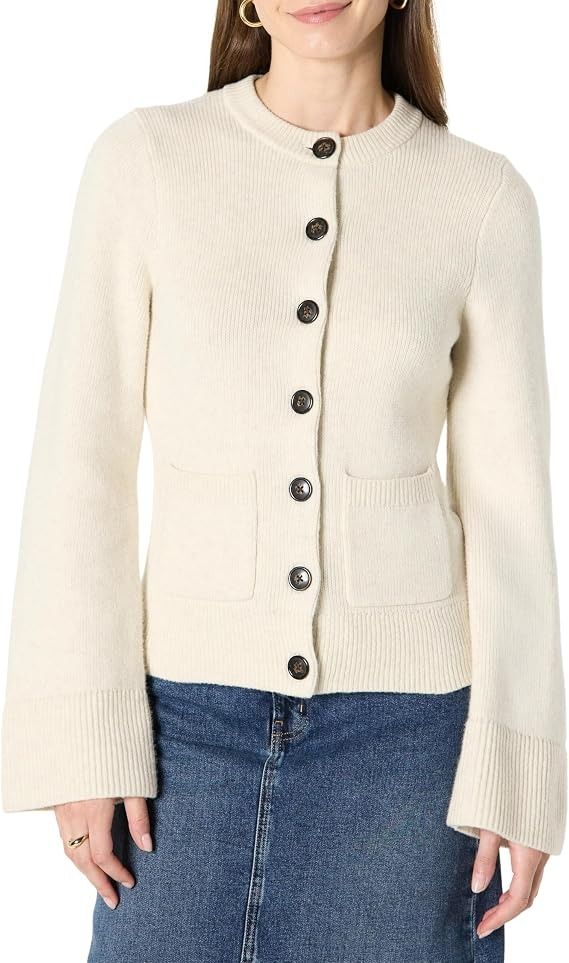 Cream Button-Up Cardigan Sweater image 1